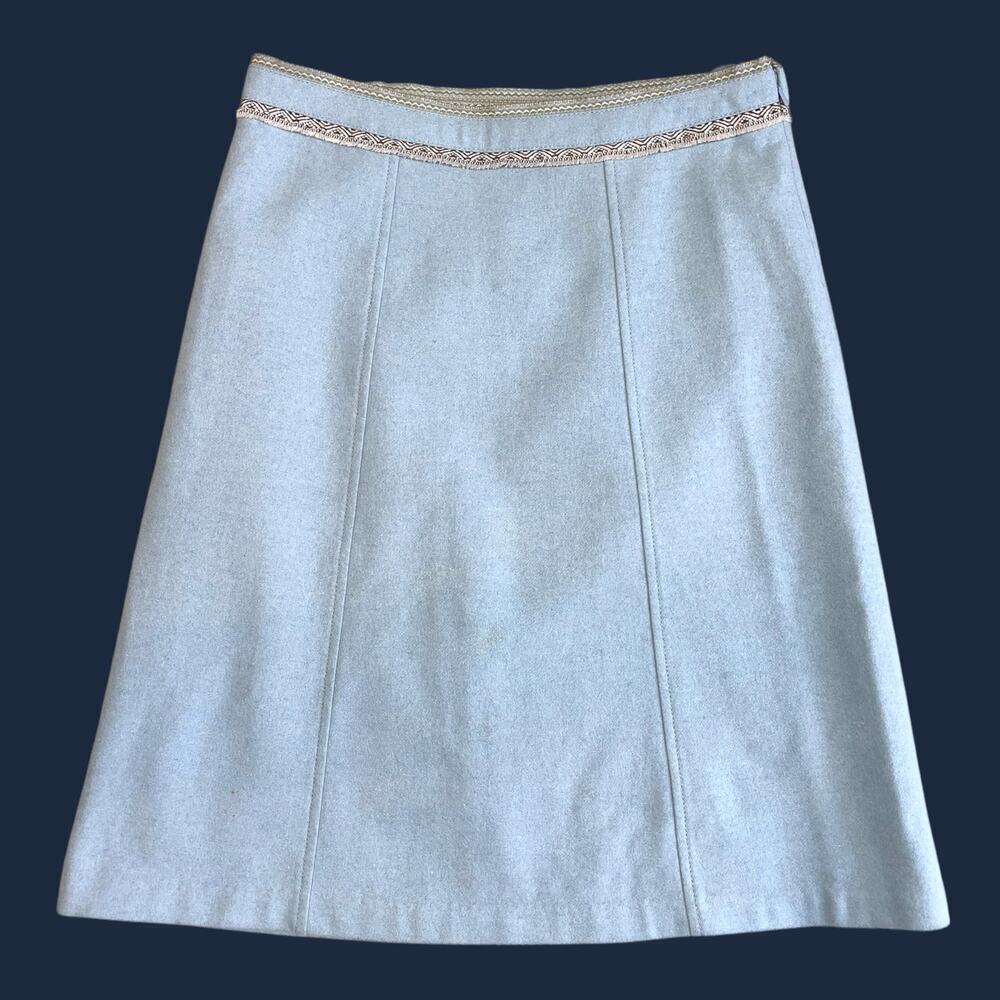 Gap A-Line Wool Blend Blue Geometric Fringe skirt Size 6